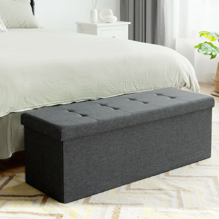 Large Fabric Folding Storage Chest With, Bed Chest Storage