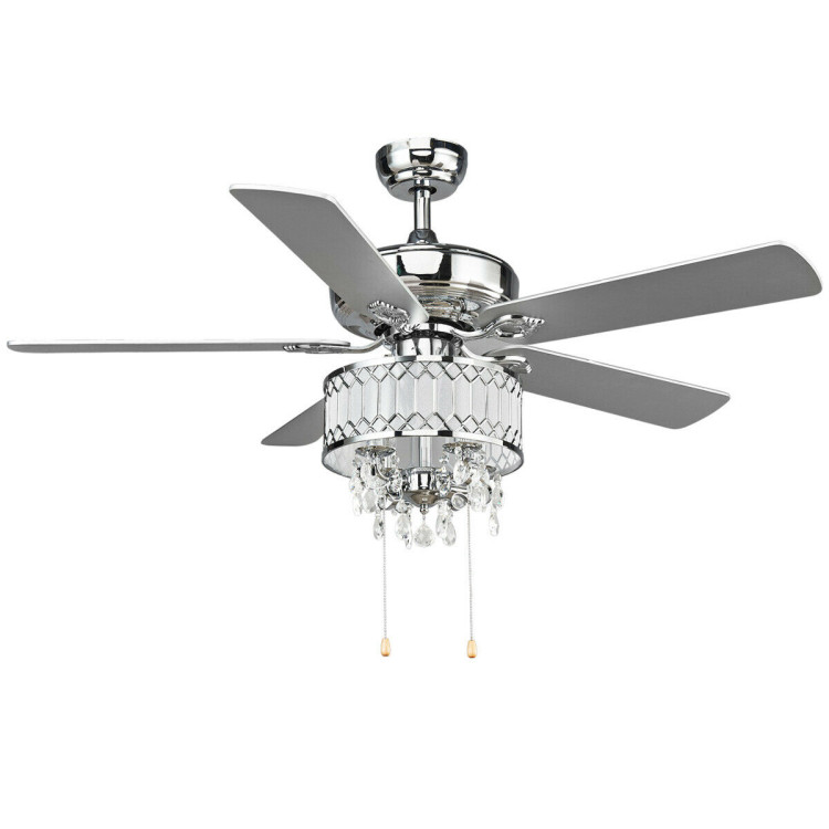 52 Crystal Ceiling Fan Lamp W 5 Reversible Blades Light Fixtures Lighting Home Garden Costway - Ceiling Fan Lamp Fixture
