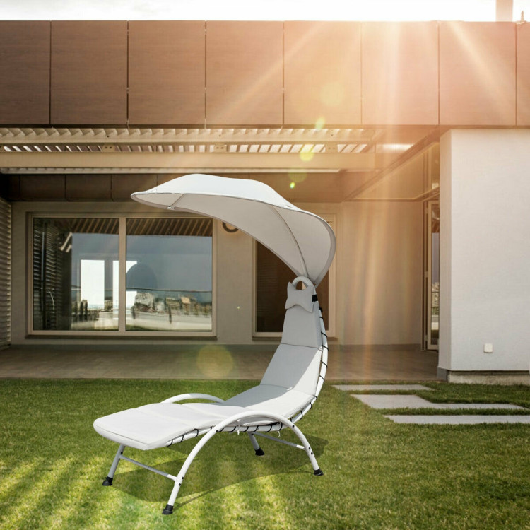 Patio Chaise Lounger Chair With Canopy Sunloungers Outdoor Seating Furniture Costway - Patio Chaise Lounge Chair With Canopy