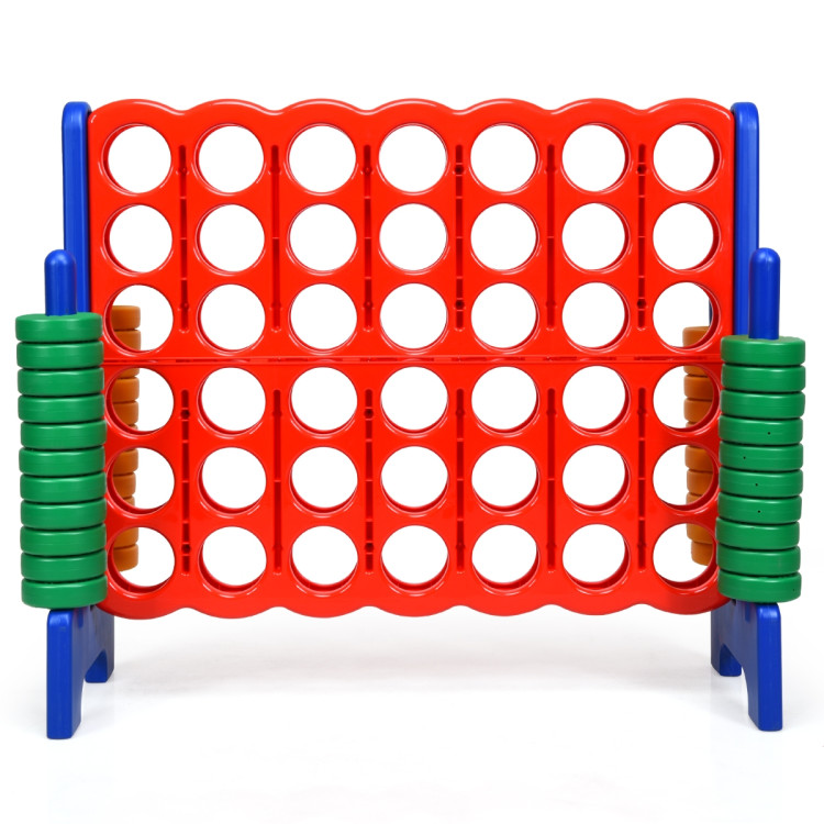 4 in A Row for Kids and Adults COSTWAY Jumbo 4-to-Score Giant Game Set with Storage Carrying Bag Game Set with 42 Jumbo Rings /& Quick-Release Slider Perfect for Family Game