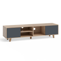 63 Inch TV Stand Console with 2 Doors and Open Shelves