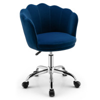 Adjustable Velvet Arm Chair with Wheels