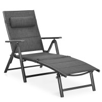 Outdoor Folding Reclining Chair with 7 Adjustable Backrest Positions