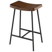 Industrial Saddle Stool with Metal Legs and Adjustable Foot Pads