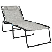 4 Position Folding Lounge Chaise with Adjustable Backrest and Footrest