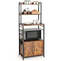 4-Tier Industrial Kitchen Bakers Rack Microwave Oven Stand
