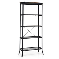 Industrial 5-Layer Bookshelf with Out-Stretched Legs
