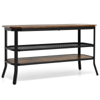 3-tier Console Table TV Stand with Mesh Storage Shelf