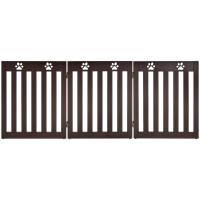 24" Folding Wooden Freestanding Dog Gate with 360° Flexible Hinge for Pet