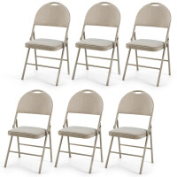 6 Pack Folding Chairs Portable Padded Office Kitchen Dining Chairs
