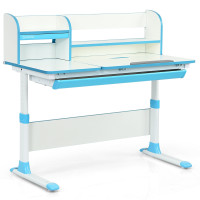 Adjustable Height Study Desk with Drawer and Tilted Desktop for School and Home