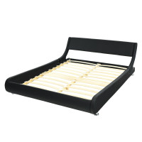 Queen Faux Leather Upholstered Platform Bed Frame Adjustable Headboard