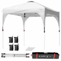 8 Feet x 8 Feet Outdoor Pop Up Tent Canopy Camping Sun Shelter with Roller Bag