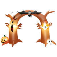 8 Feet Tall Halloween Inflatable Dead Tree Archway Decor with Bat Ghosts and LED Lights