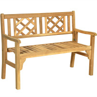 Patio Foldable Bench with Curved Backrest and Armrest