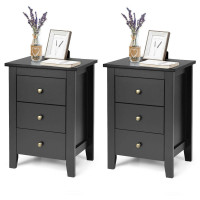 2 Pieces Nightstand End Beside Table Drawers