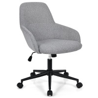 Linen Accent Adjustable Rolling Swivel Home Office Chair with Armrest