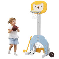 3-in-1 Adjustable Kids Basketball Hoop Sports Set