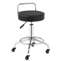 Pneumatic Work Stool Rolling Swivel Task Chair Spa Office Salon with Cushioned Seat