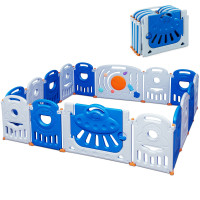 16-Panel Baby Playpen Safety Play Center with Lockable Gate