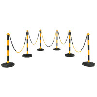 6 Pack 34 Inch Traffic Delineator Poles with 5 Feet Chains and Fillable Base