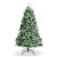 6 Feet Snow Flocked Artificial Christmas Tree with 715 Glitter PE and PVC Tips
