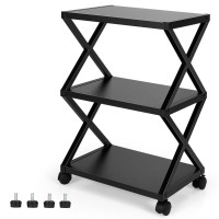 Mobile Printer Stand 3 Tier Storage Shelves Printer Cart with Pads