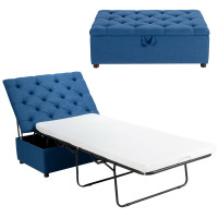 Folding Ottoman Sleeper Bed with Mattress for Guest Bed and Office Nap