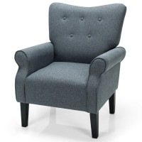 Modern Fabric Armchair with Rubber Wood Legs