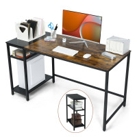 55 Inch Reversible Computer Desk with Adjustable Storage Shelves