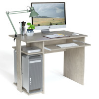 Compact Computer Desk with Slide-out Keyboard Tray and Storage Shelves
