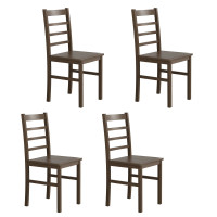 Set of 4 Modern Kitchen Dining Chairs with Solid Rubber Wood Structure