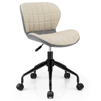Mid Back Height Adjustable Swivel Office Chair with PU Leather