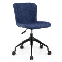 Mid Back Armless Office Chair Adjustable Swivel Linen Task Chair