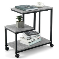 3-Tier Side Table with Storage and Universal Casters for Living Room and Bedroom