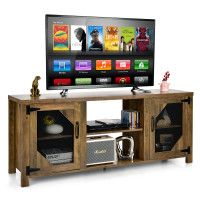 TV Stand Entertainment Media Center for TVs up to 65 Inch with Steel Mesh Doors