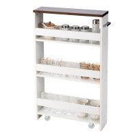 Rolling Kitchen Slim Storage Cart Mobile Shelving Organizer with Handle