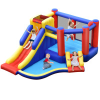 Kids Inflatable Bouncy Castle with Double Slides and Air Blower