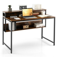 48 Inch Computer Desk Home Office Table with Monitor Stand Storage Shelf