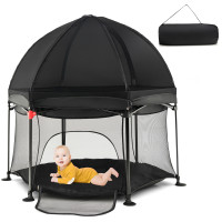 53 Inch Outdoor Baby Playpen with Canopy and Carrying Bag Portable Play Yard Toddlers