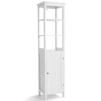 Freestanding Storage Cabinet with 3-Tier Shelf and Door for Bathroom