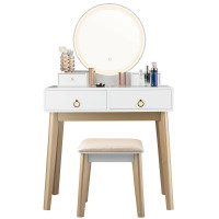 Makeup Vanity Table Set with LED Light and 4 Drawers