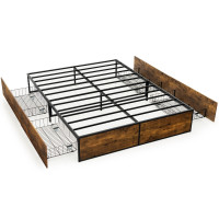 Metal Bed Frame with 4 Drawers