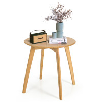Natural Modern Stylish Bamboo Round End Table with 20 Inch Round Tabletop