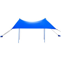 10 Foot Ride 9 Foot Family Beach Tent Canopy Sunshade with 4 Poles