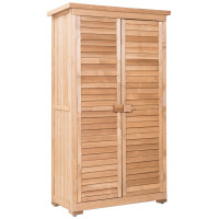 63 Inch Tall Wooden Garden Storage Shed in Shutter Design
