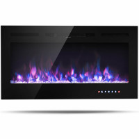 40-Inch Electric Fireplace Recessed Wall Mounted with Multicolor Flame