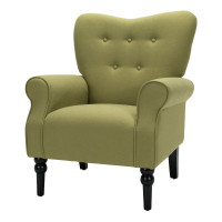 Modern Accent Chair with Tufted Backrest and Rubber Wood Avocado Legs