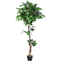 5.5 ft Artificial Ficus Silk Tree with Wood Trunks