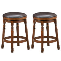 Set of 2 24-Inch Swivel Leather Padded Bar Dining Stool